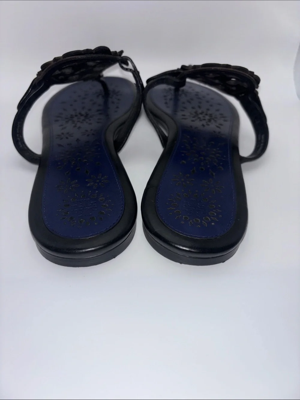 Tory Burch Miller Navy and Black Thong Sandals